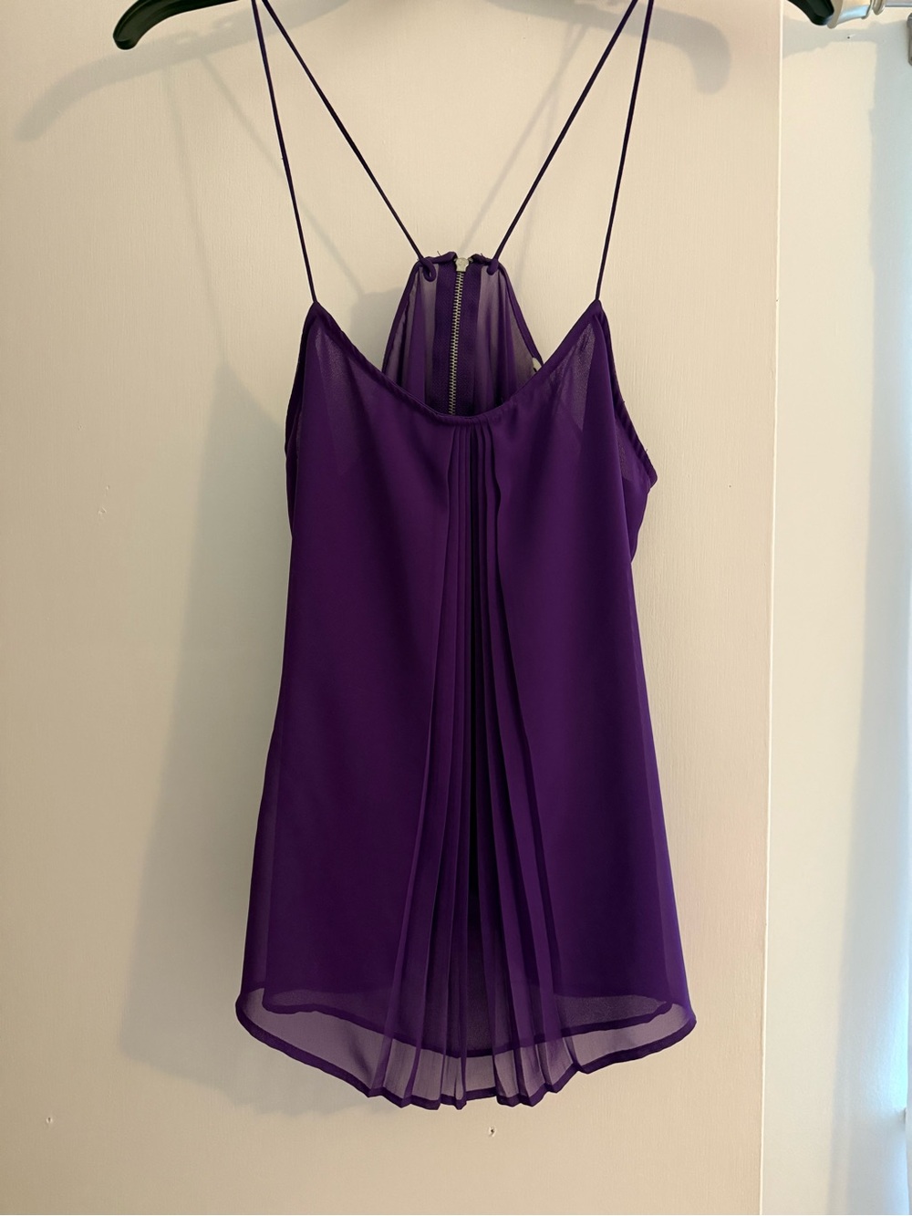 Zara Purple Pleated Spaghetti-Strap Cami
